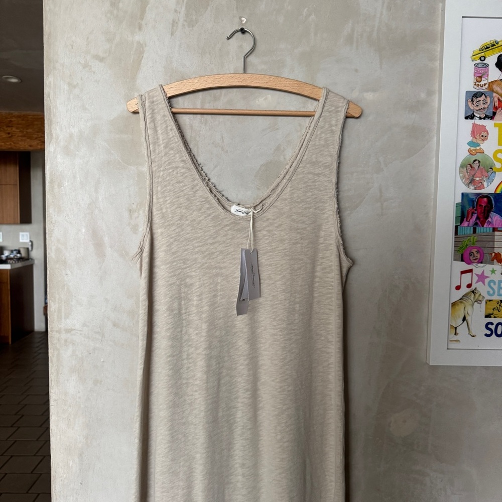 American vintage Beige Sleeveless V-Neck Dress
